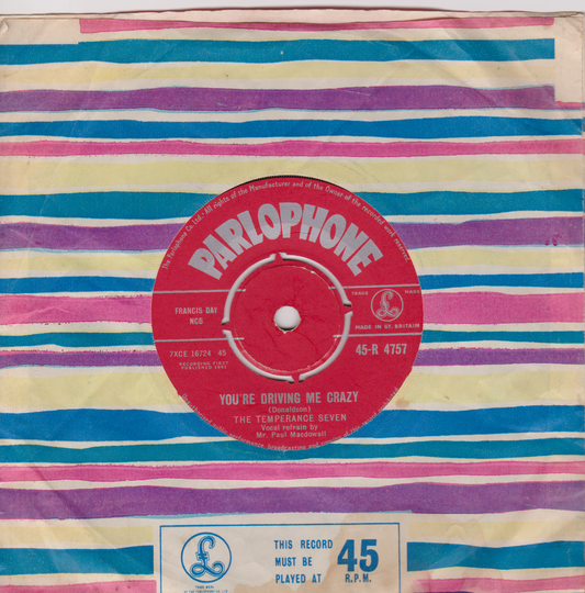 The Temperance Seven – You're Driving Me Crazy (Parlophone 1961) 7" vinyl single VG/-