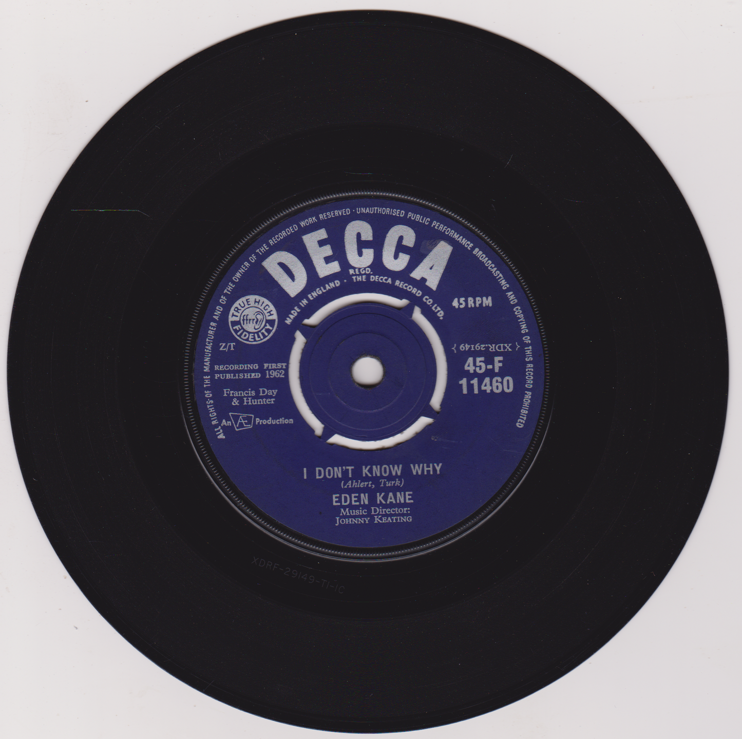 Eden Kane – I Don't Know Why (Decca 1962) 7" vinyl single VG/VG