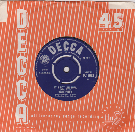 Tom Jones – It's Not Unusual (Decca, 1965) 7" vinyl single VG/-