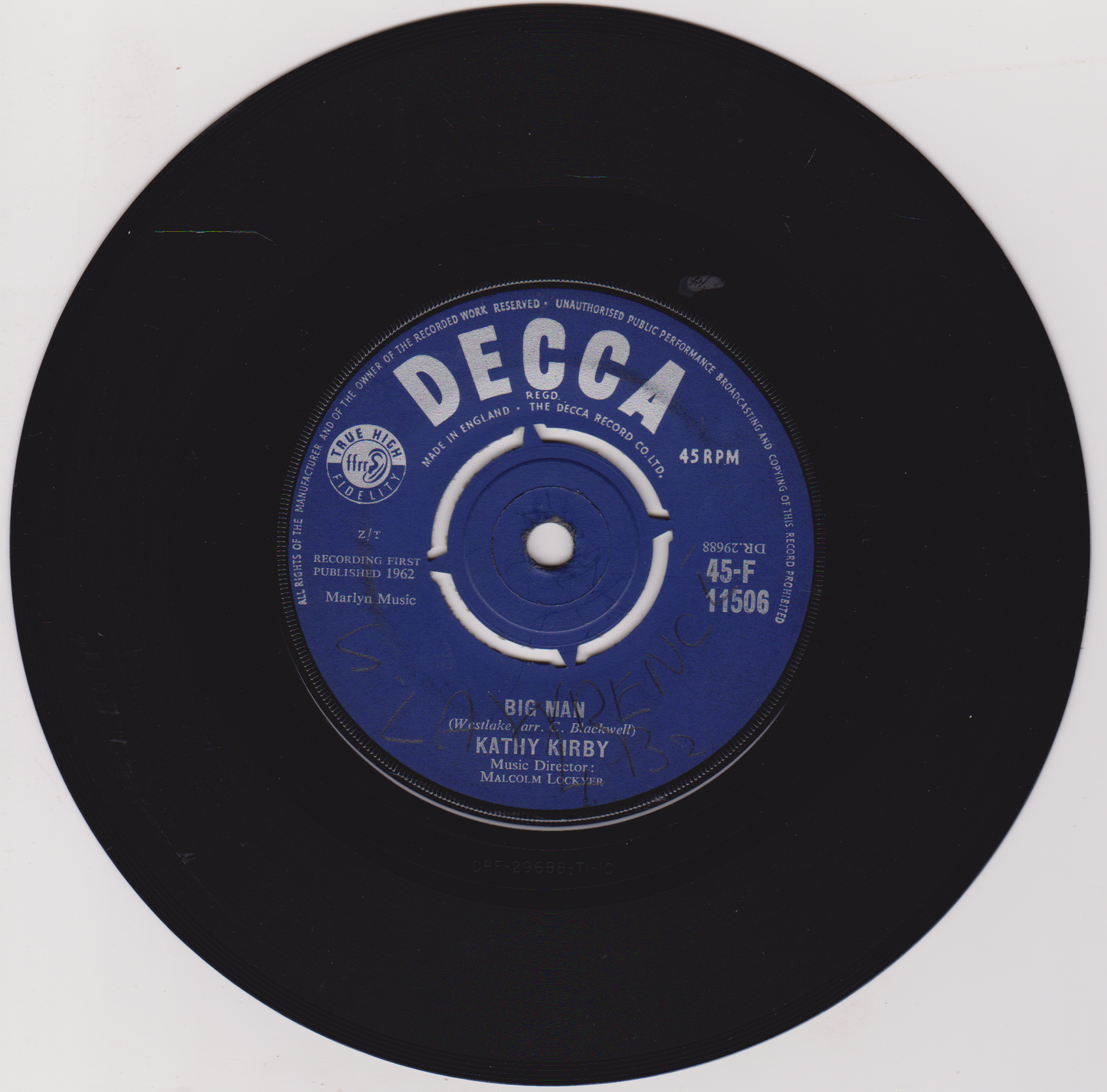 Kathy Kirby – Big Man (Decca 1962) 7" vinyl single VG/VG