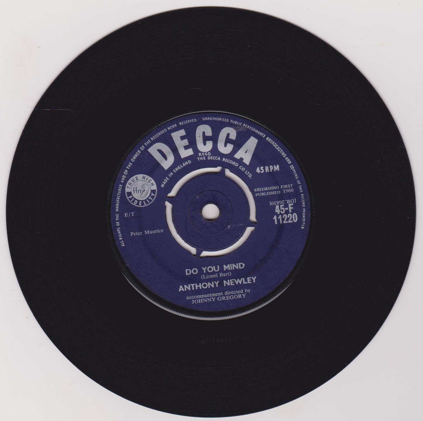 Anthony Newley - Do You Mind (Decca 1960) 7" vinyl single VG/-