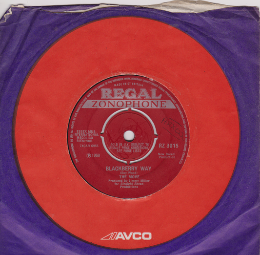 The Move – Blackberry Way (Regal Zonophone 1968) 7" vinyl single G+/-
