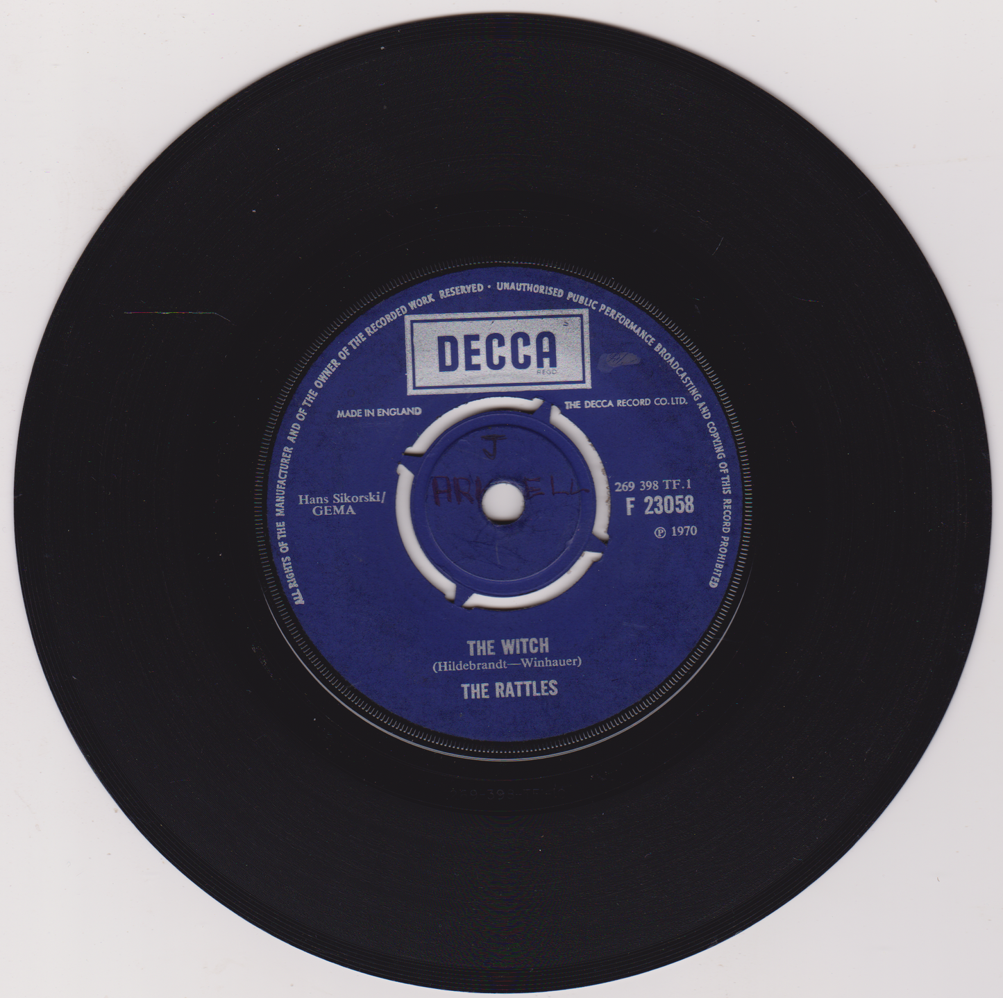 The Rattles – The Witch (Decca 1970) 7" vinyl single G+/-