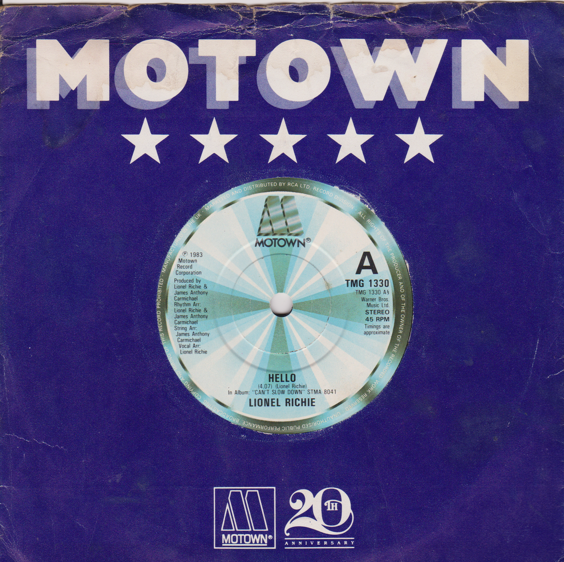 Motown record album cover with a blue background and white text