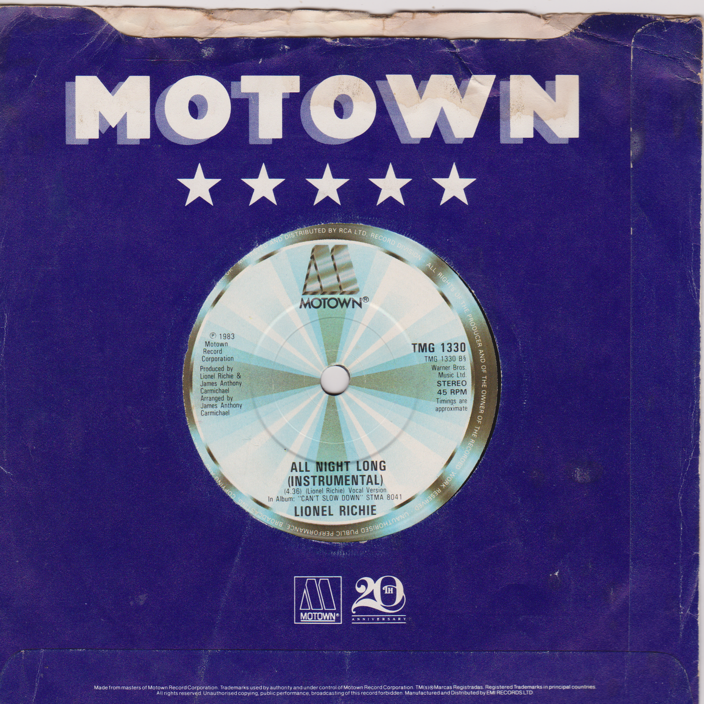 Lionel Richie – Hello (Motown 1983) 7" vinyl single VG/-