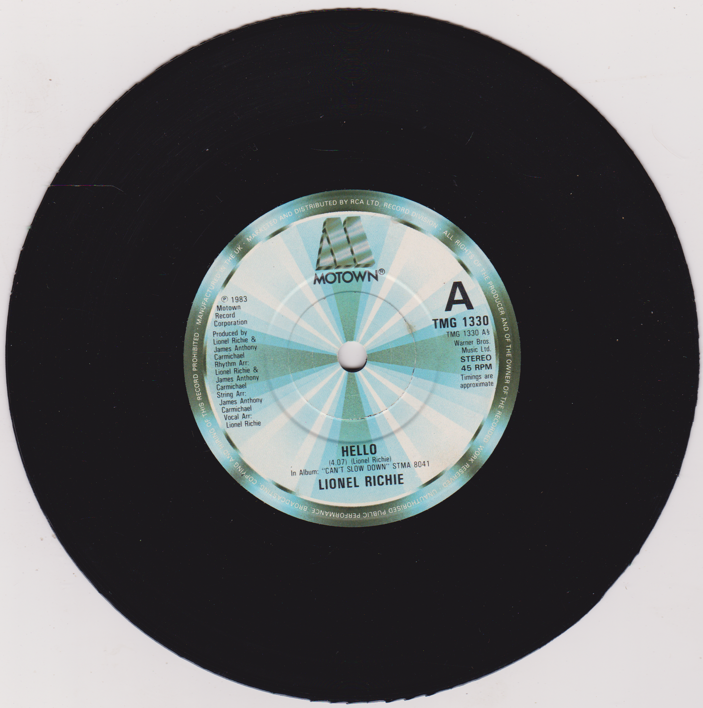 Lionel Richie – Hello (Motown 1983) 7" vinyl single VG/-