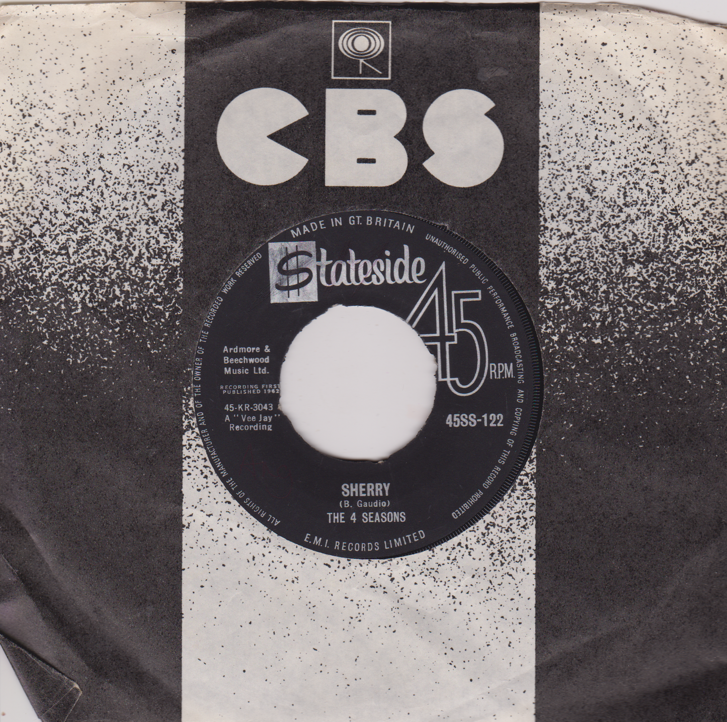 Record label with Stateside branding on a textured background