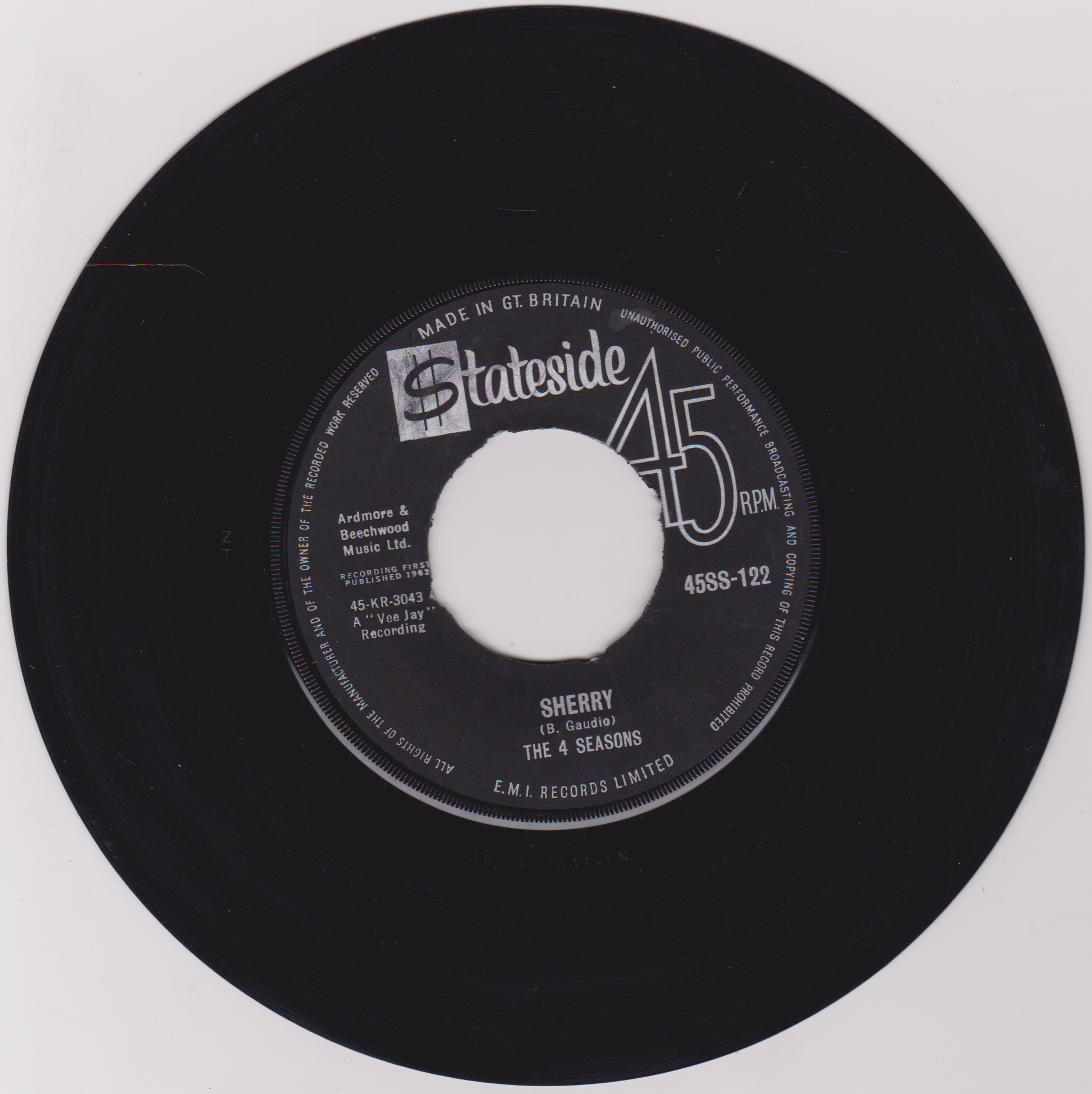 45 RPM record label from Stateside Records on a white background
