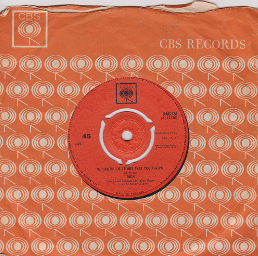 Vintage CBS Records 45 RPM record cover with a red label