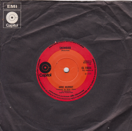 Anne Murray ‎– Snowbird (Capitol 1970) 7" vinyl single VG/VG