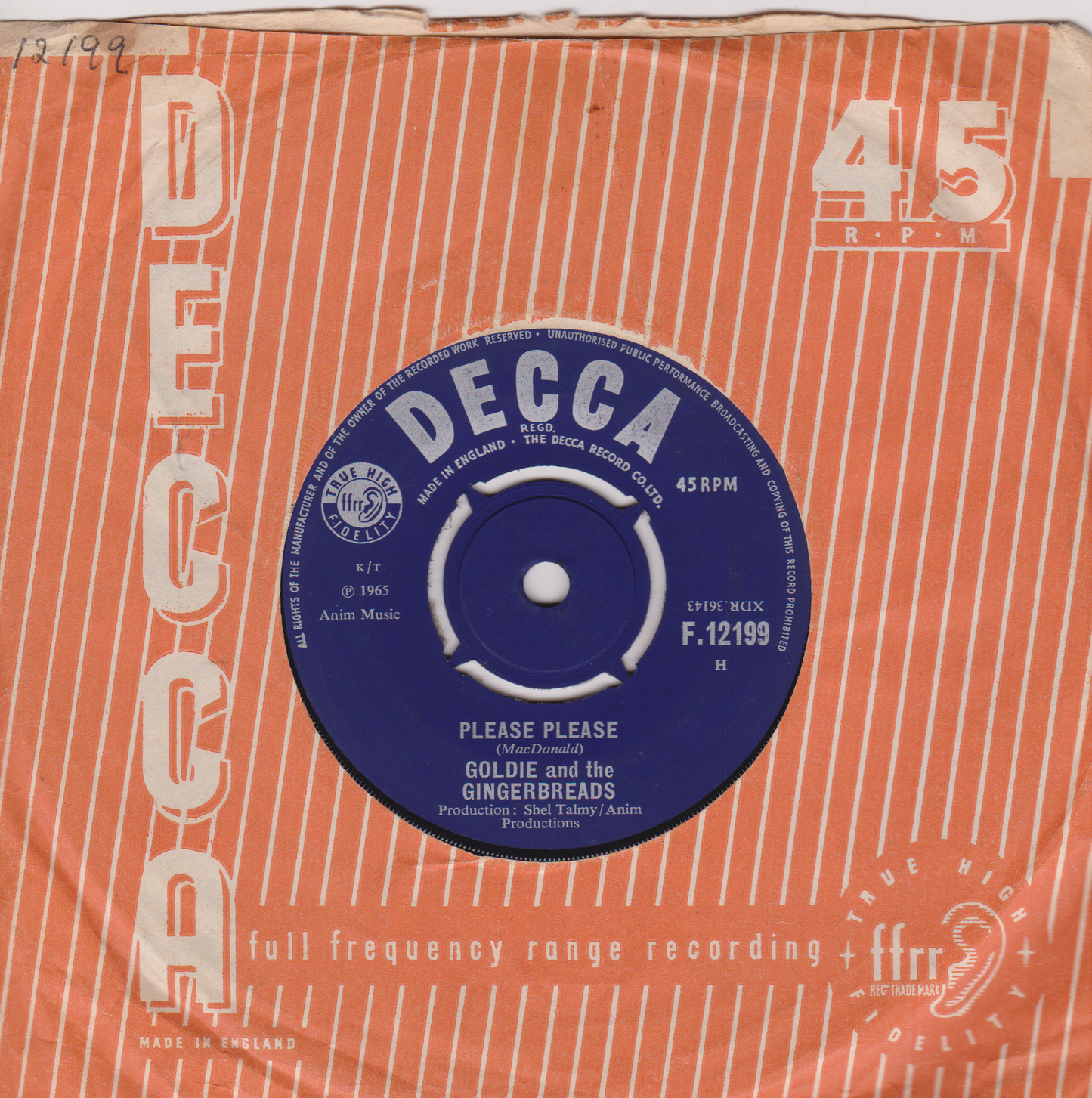 Goldie And The Gingerbreads – Sailor Boy (Decca 1963) 7" vinyl single VG/VG