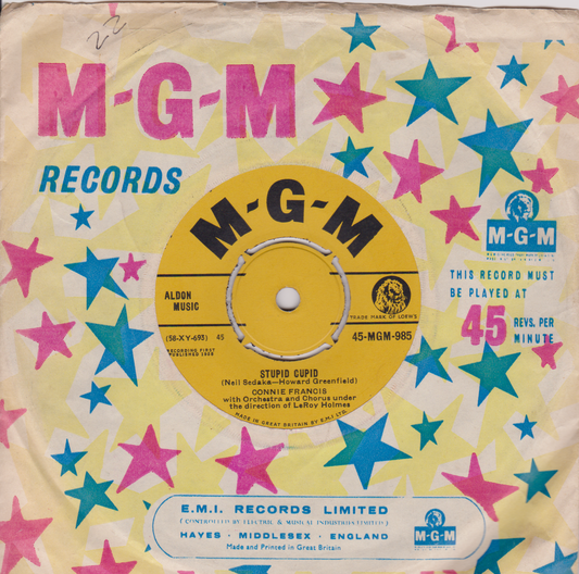 Connie Francis ‎– Stupid Cupid (MGM 1958) 7" vinyl single VG/-