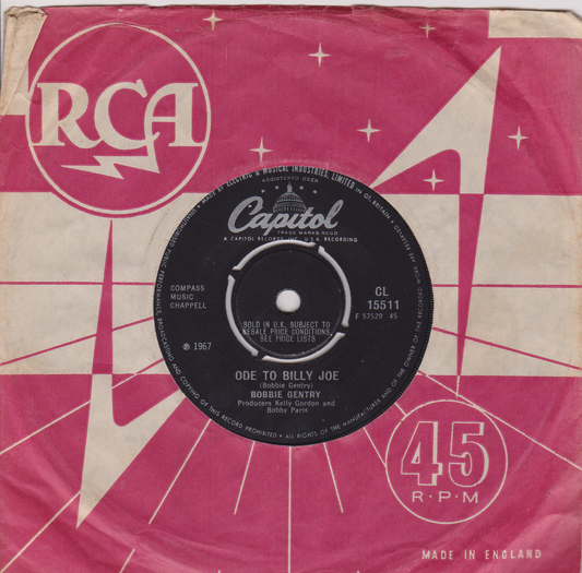 Bobbie Gentry - Ode To Billy Joe (Capitol 1967) 7" vinyl single G+/-