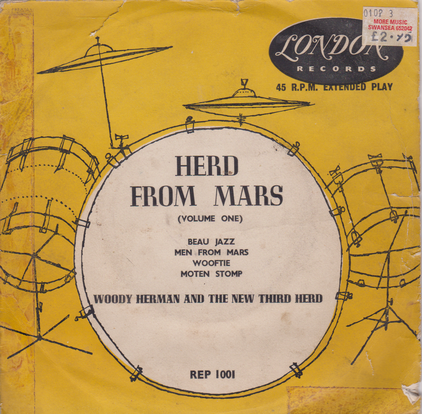 Woody Herman And The New Third Herd ‎– Herd From Mars Volume 1 (London 1955) 7" vinyl P/S EP VG/G