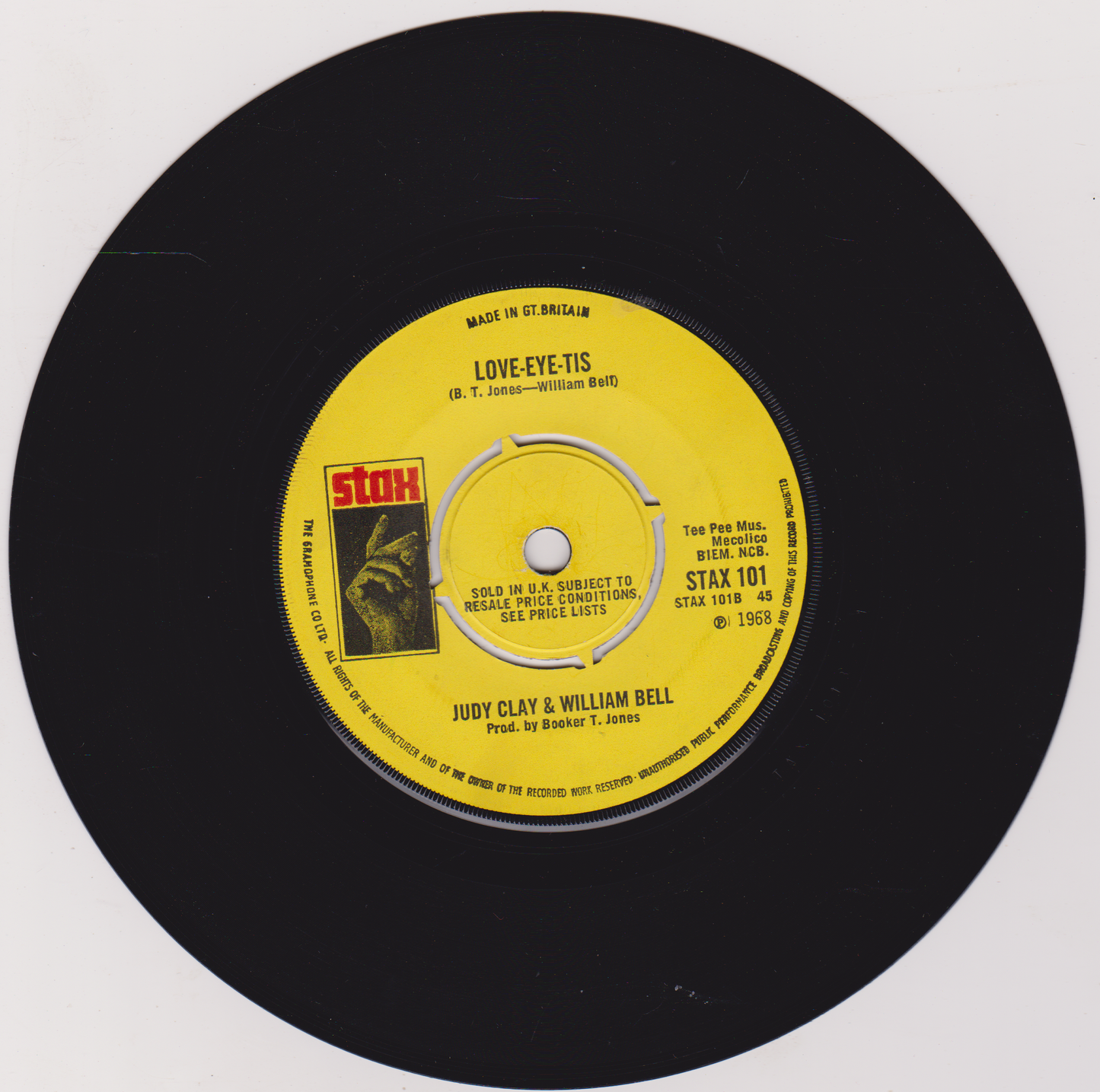 Judy Clay & William Bell ‎– Private Number (Stax 1968) 7" vinyl single VG/-