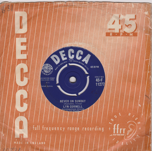 Lyn Cornell ‎– Never On Sunday (Decca 1960) 7" vinyl single VG/G