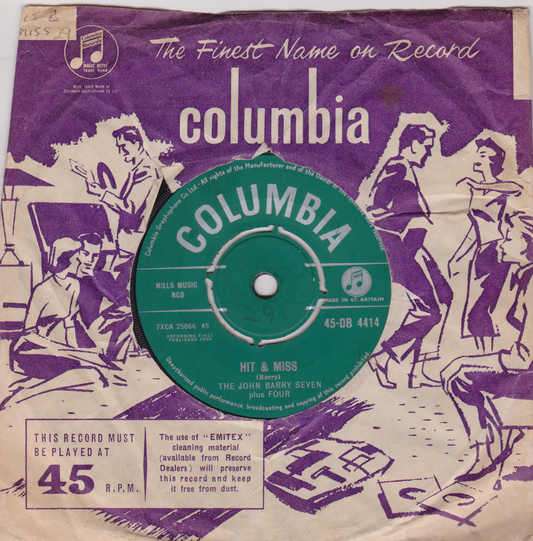 The John Barry Seven Plus Four ‎– Hit & Miss (Columbia 1960) 7" vinyl single VG/G