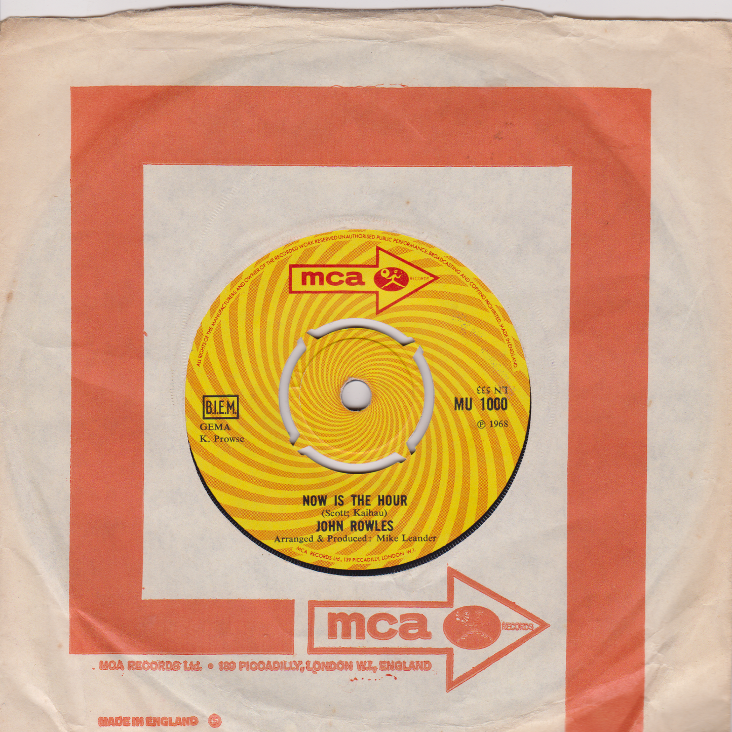 John Rowles – If I Only Had Time (MCA) 7" vinyl single VG/G+