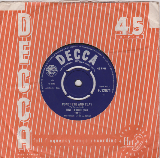 Unit Four Plus Two – Concrete And Clay (Decca 1965) 7" vinyl single VG/VG