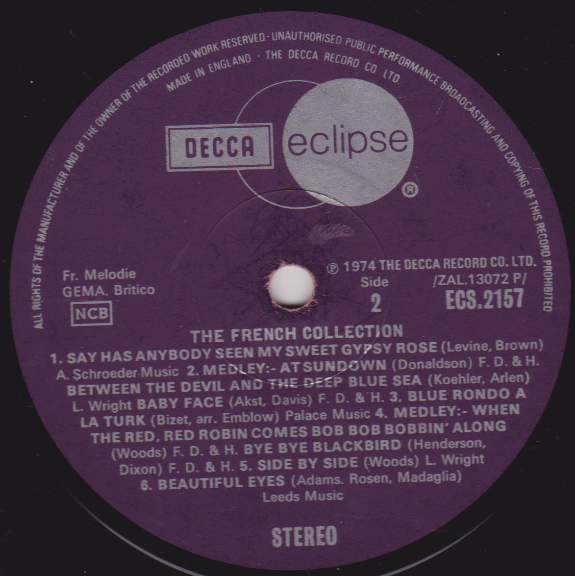 The French Collection ‎– The French Collection (Decca 1974) 12" vinyl LP VG/VG
