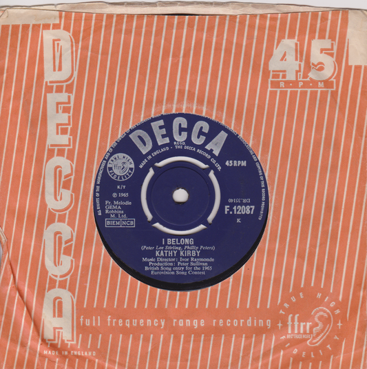 Decca record label on a red striped background