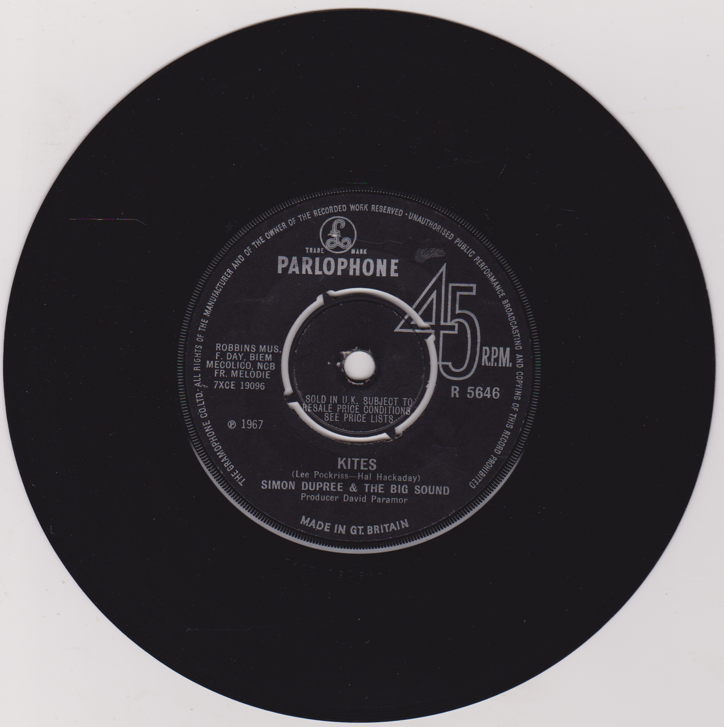 Simon Dupree & The Big Sound ‎– Kites (Parlophone 1967) 7" vinyl single VG/VG