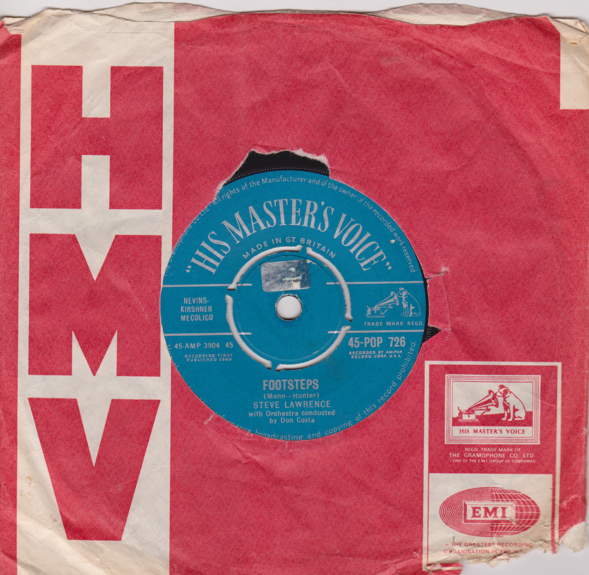 Vintage record sleeve with 'His Master's Voice' logo and EMI branding
