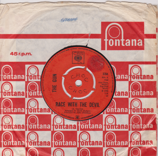 The Gun ‎– Race With The Devil (CBS 1968) 7" vinyl single G+/-