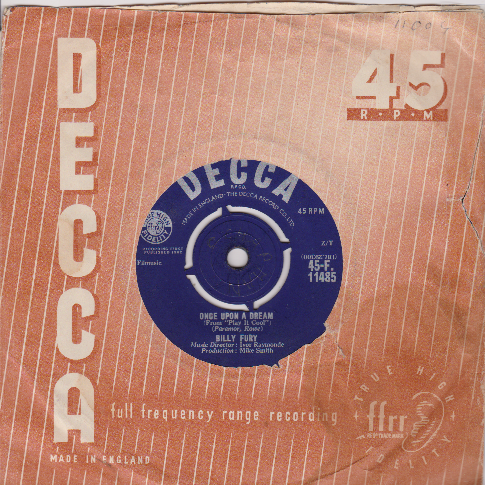 Decca record label on a pink background
