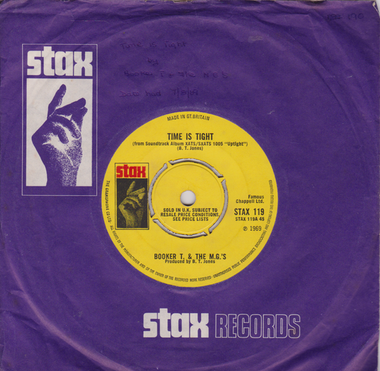 Stax Records record sleeve with yellow label on purple background