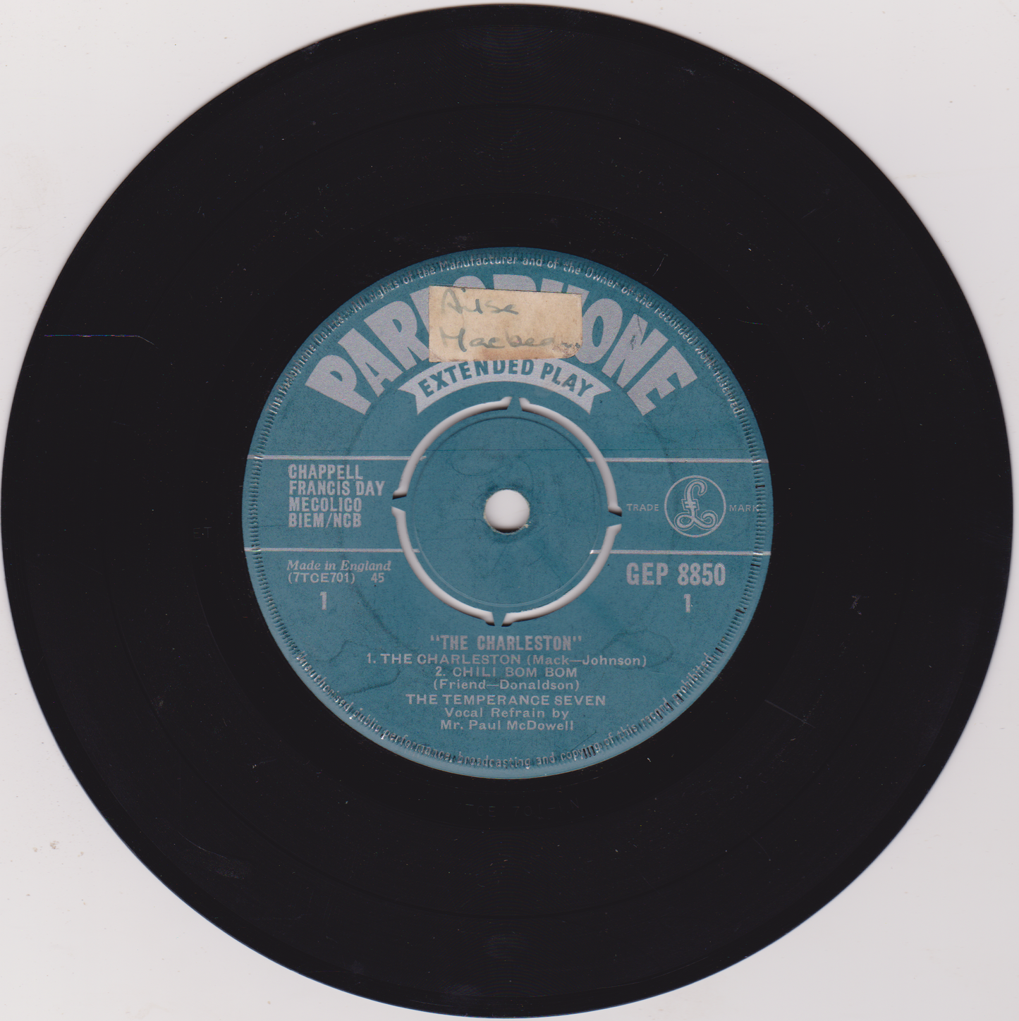 Record label with 'Parlophone' branding on a white background