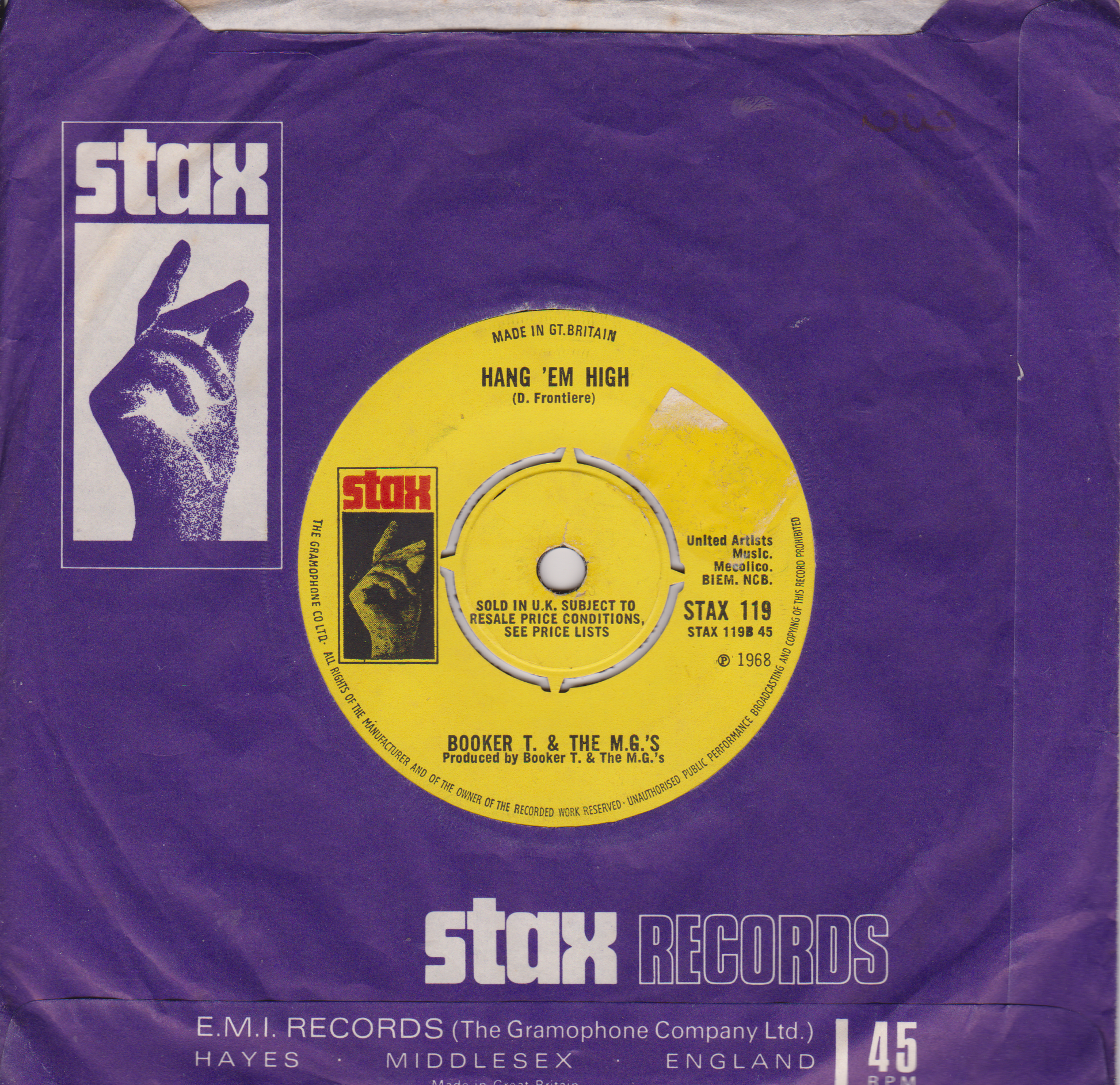 Stax Records record sleeve with yellow label and purple background