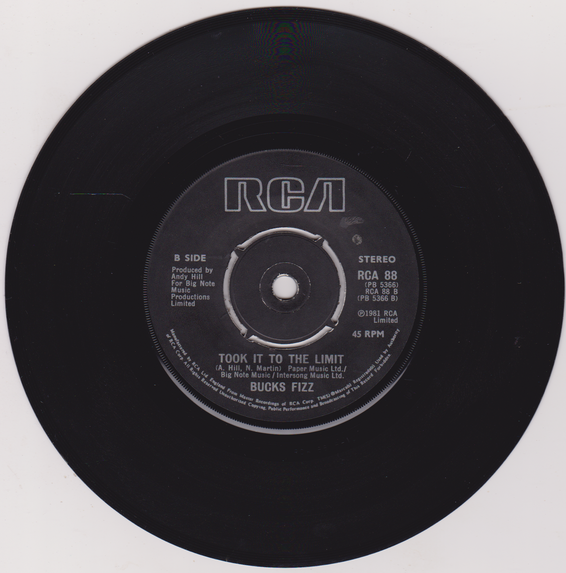 Black vinyl record with RCA label on a white background