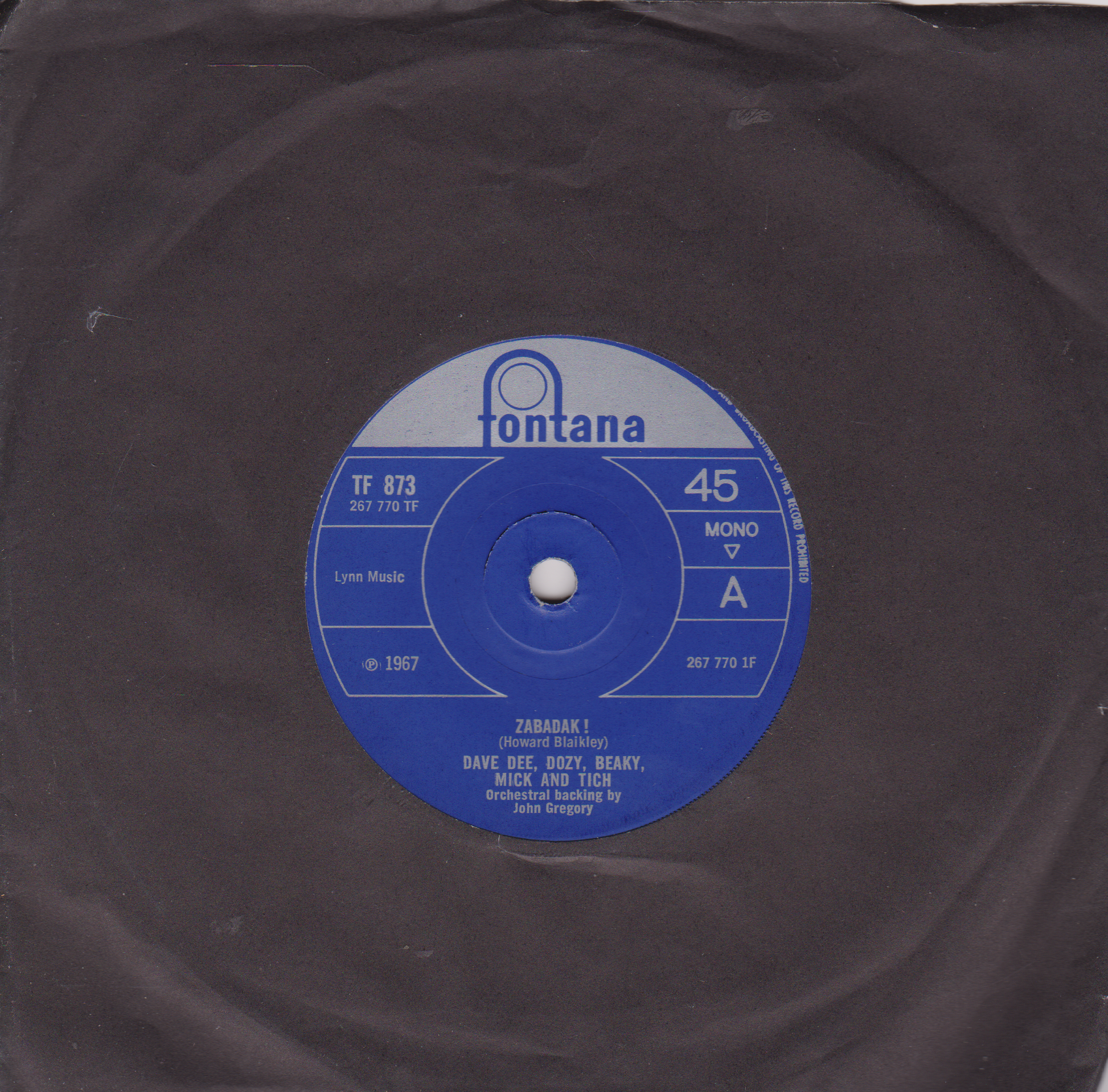 Vinyl record with a blue label featuring 'Fontana' branding on a black background