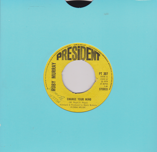 Vinyl record label with 'President' and 'Ruby Murray' on a blue background