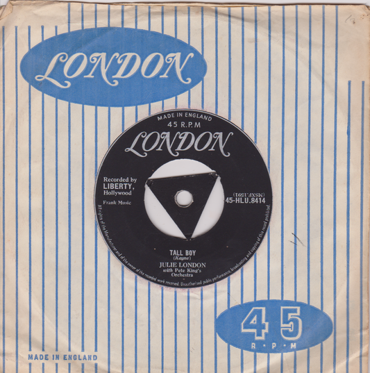 Record sleeve with 'London' branding and a 45 RPM label on a striped background