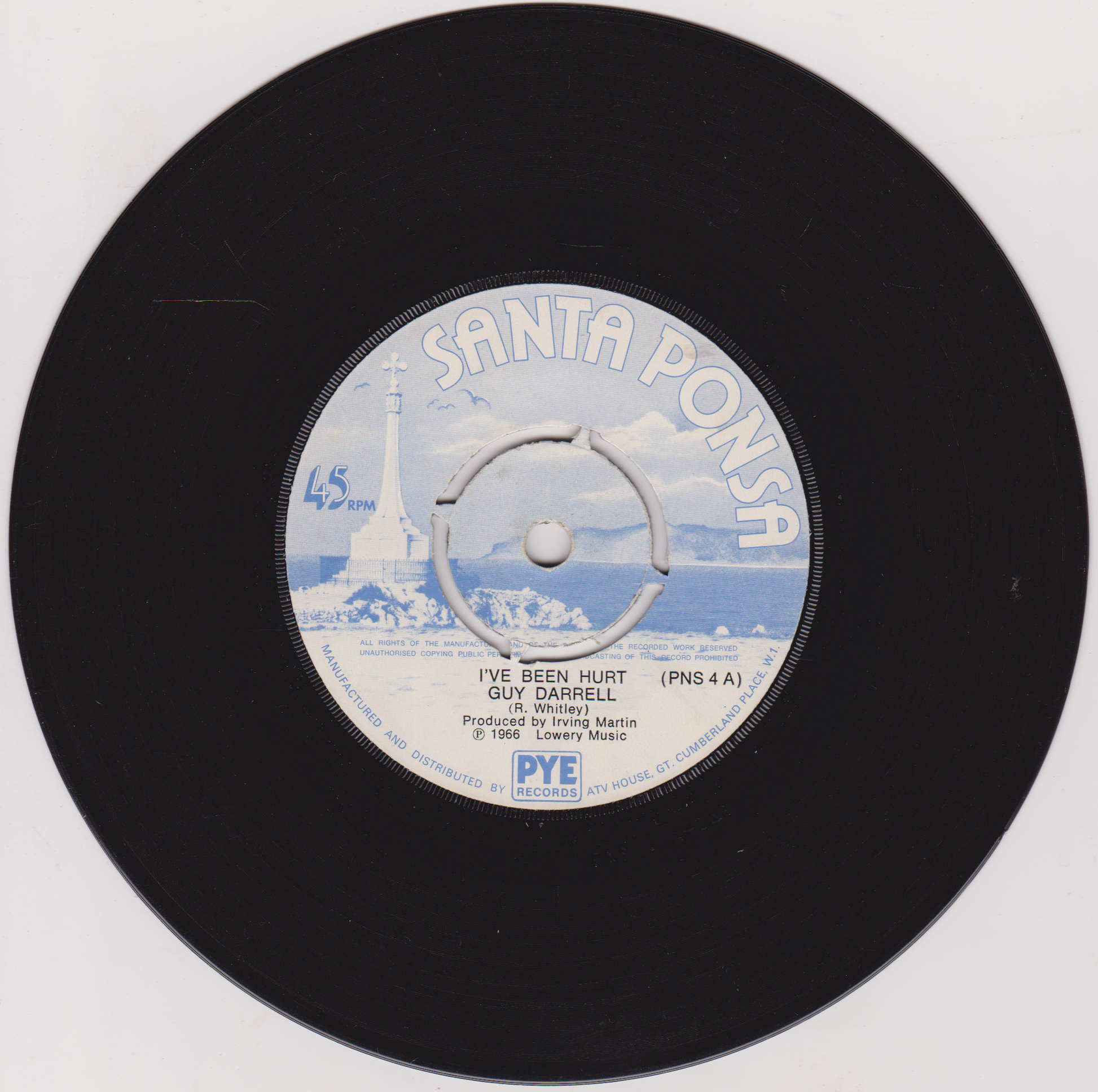 Vinyl record with a label on a white background