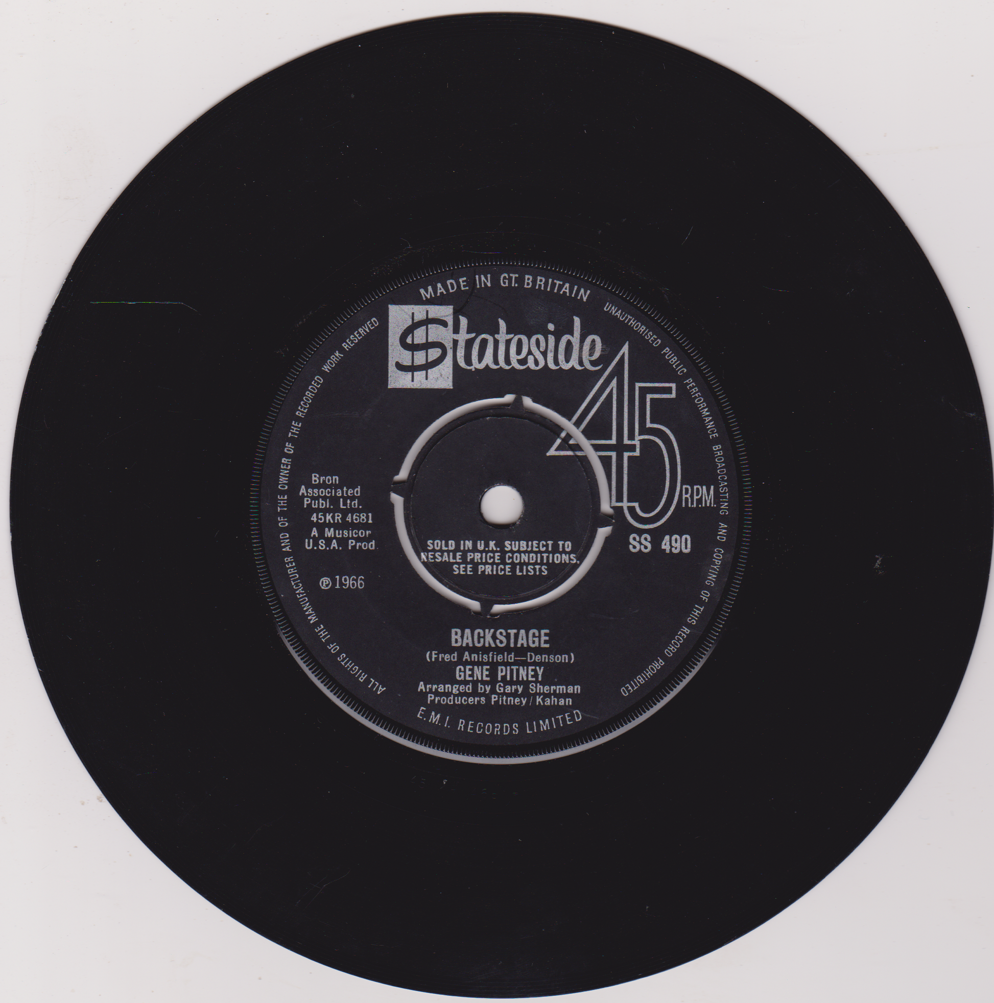 Record label with 'Stateside' branding and text on a white background