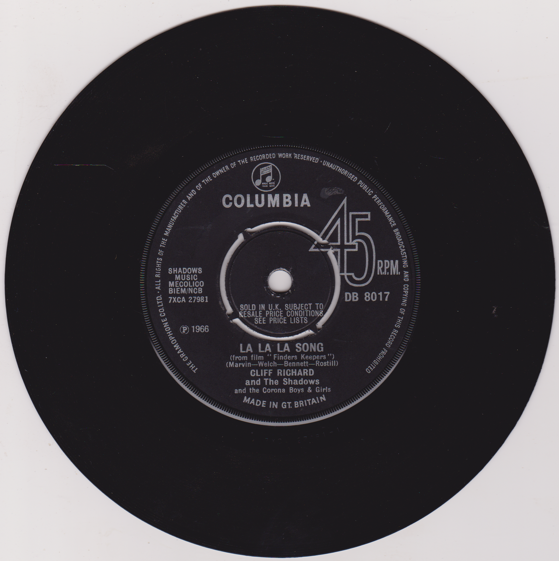 Record label with 'Columbia' branding and text on a white background