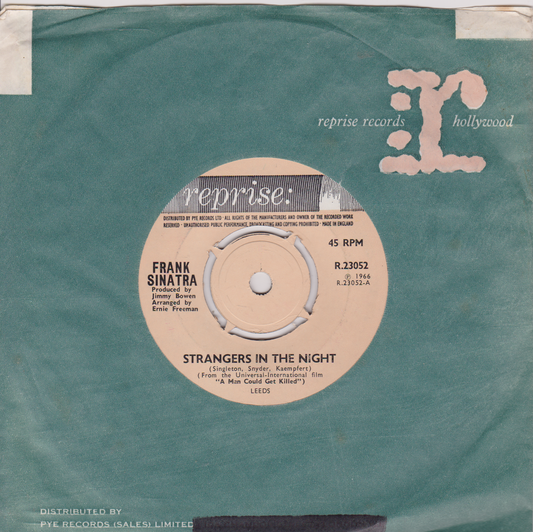 Record label for Frank Sinatra's 'Strangers in the Night' on Reprise Records.