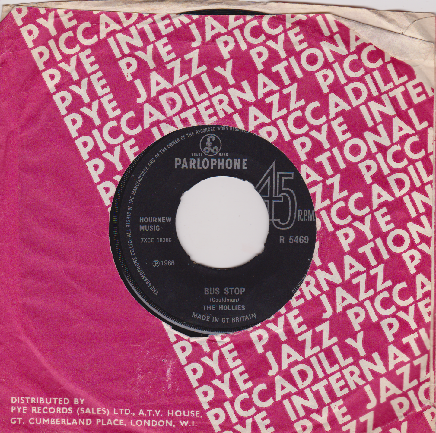 Record sleeve with Parlophone label on a pink background