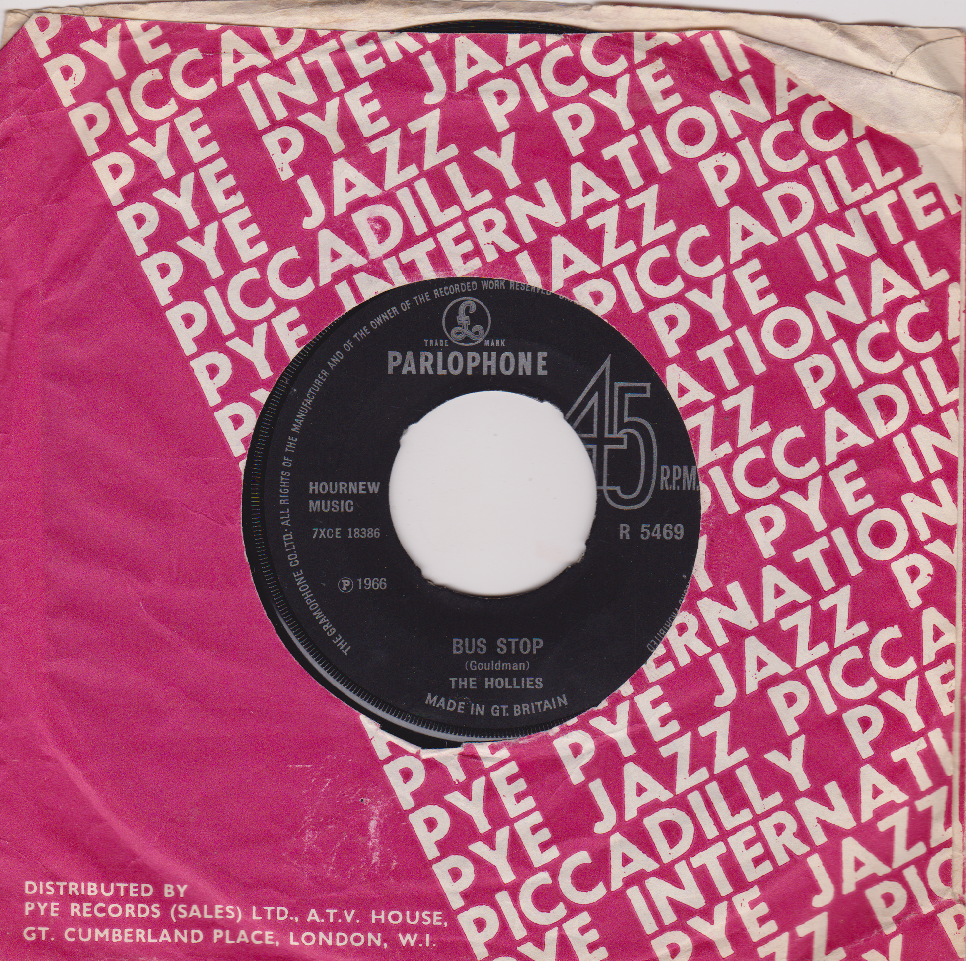 Record sleeve with Parlophone label on a pink background