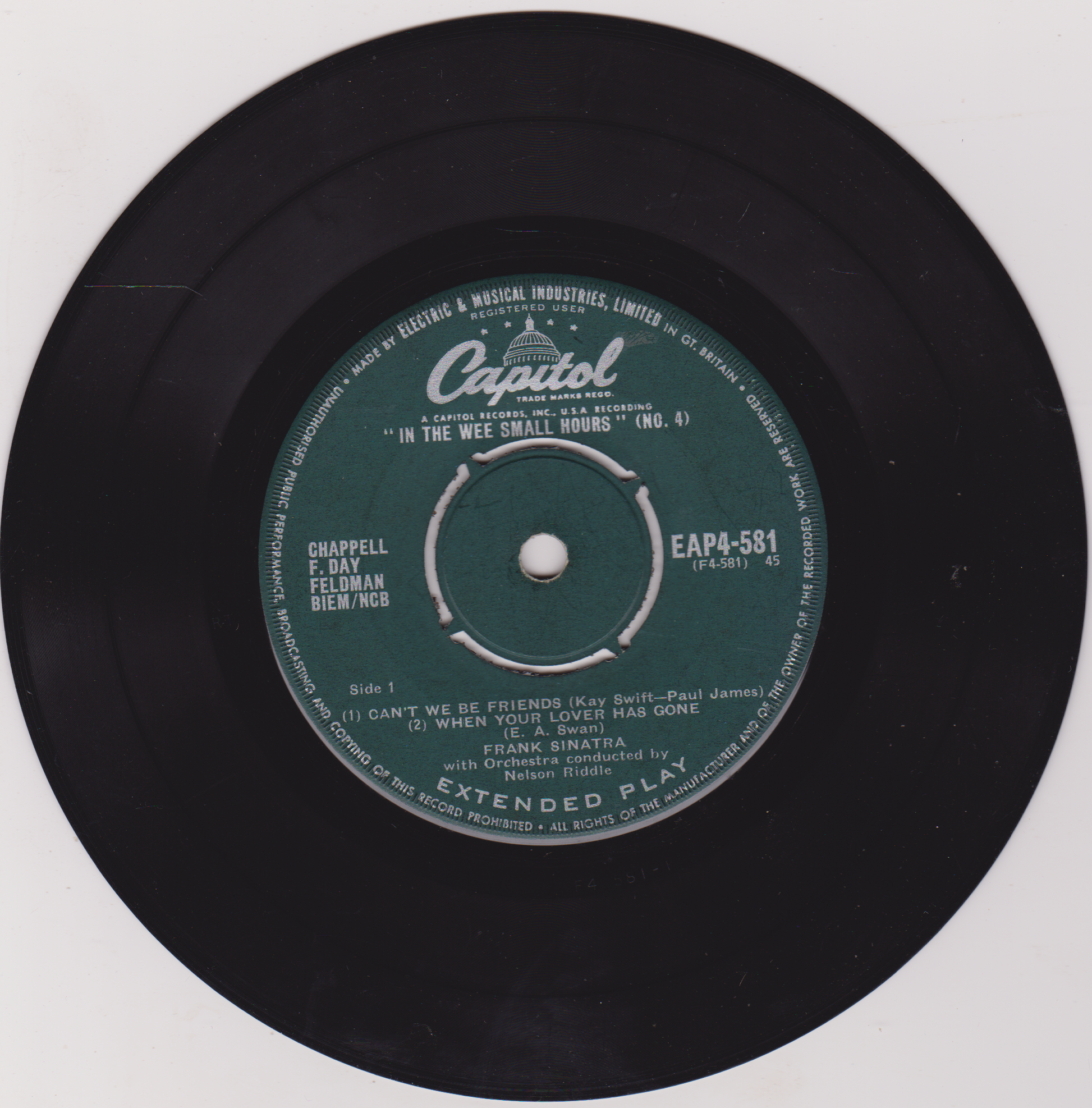 Vinyl record with Capitol label on a white background