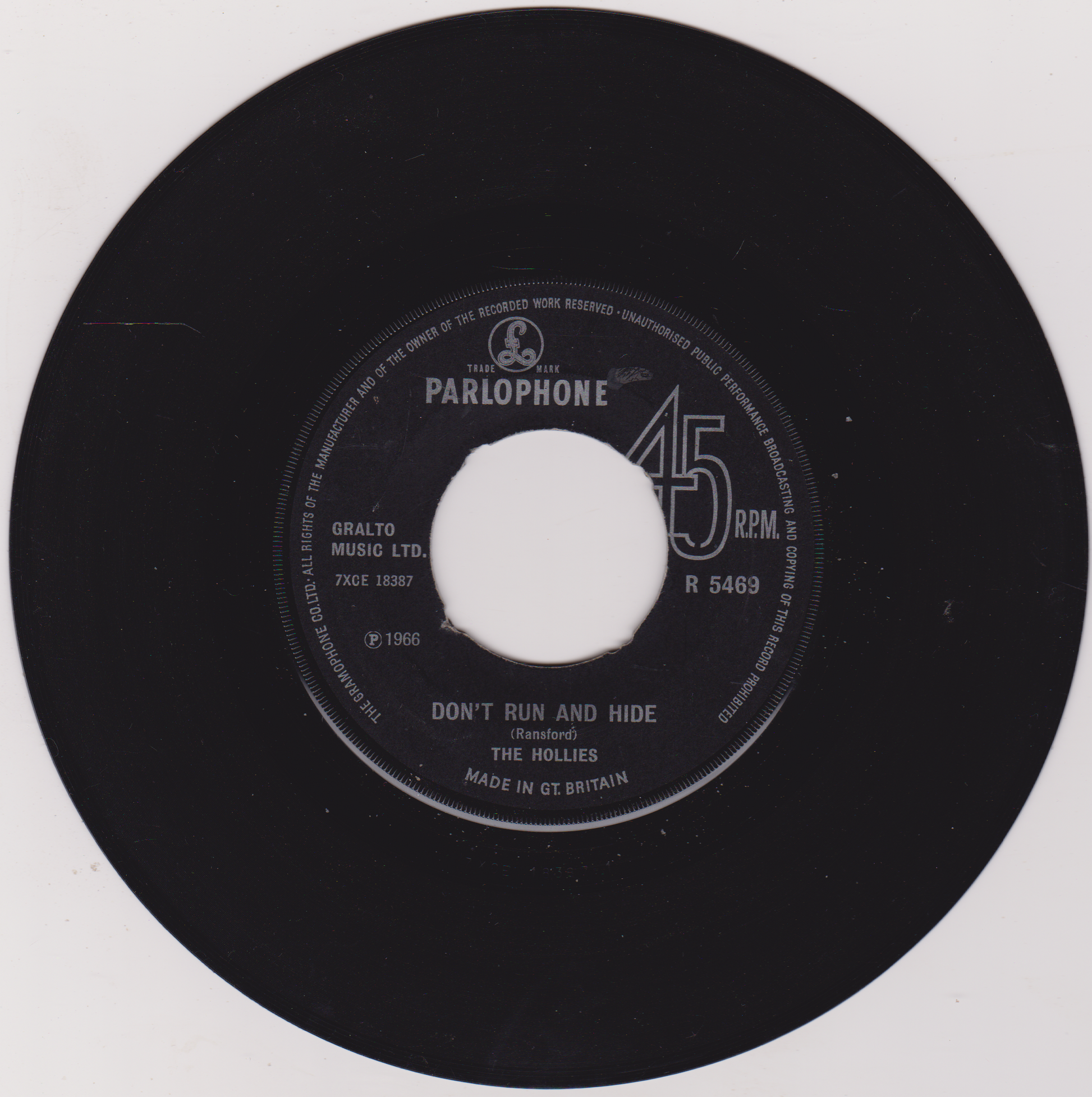 Black vinyl record label with 'Parlophone' branding and text