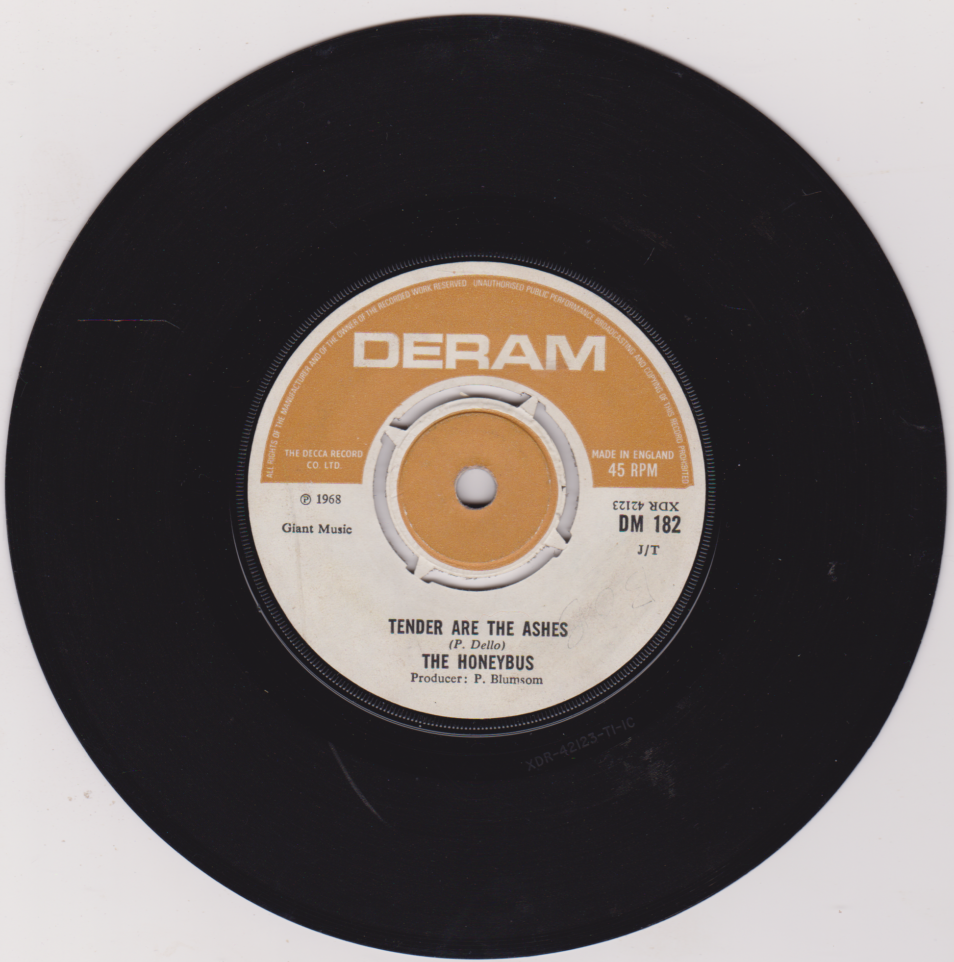 Record label with 'DERAM' branding on a white background