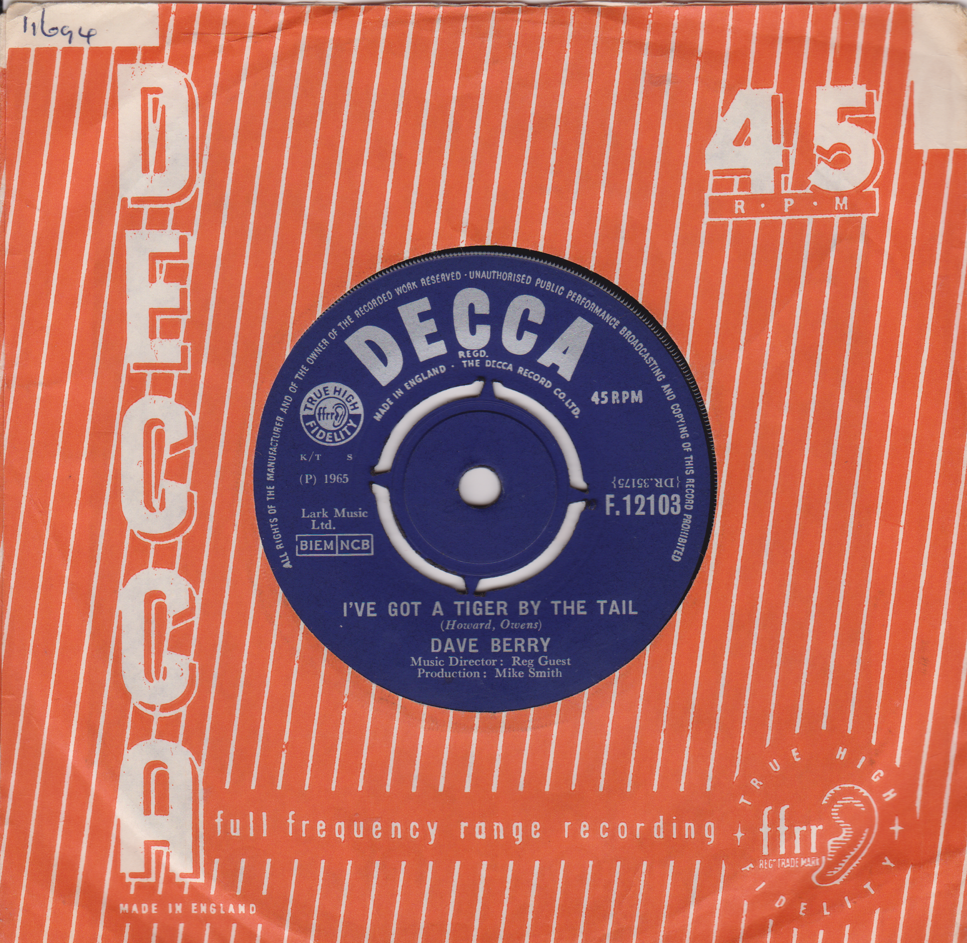 Decca record label on a red background