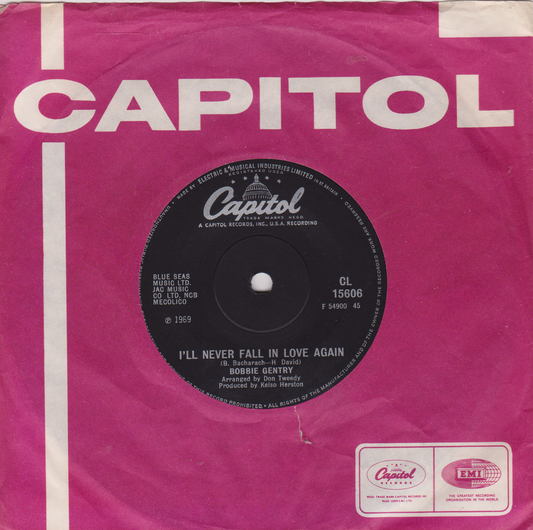 Capitol Records record sleeve with pink background and black label