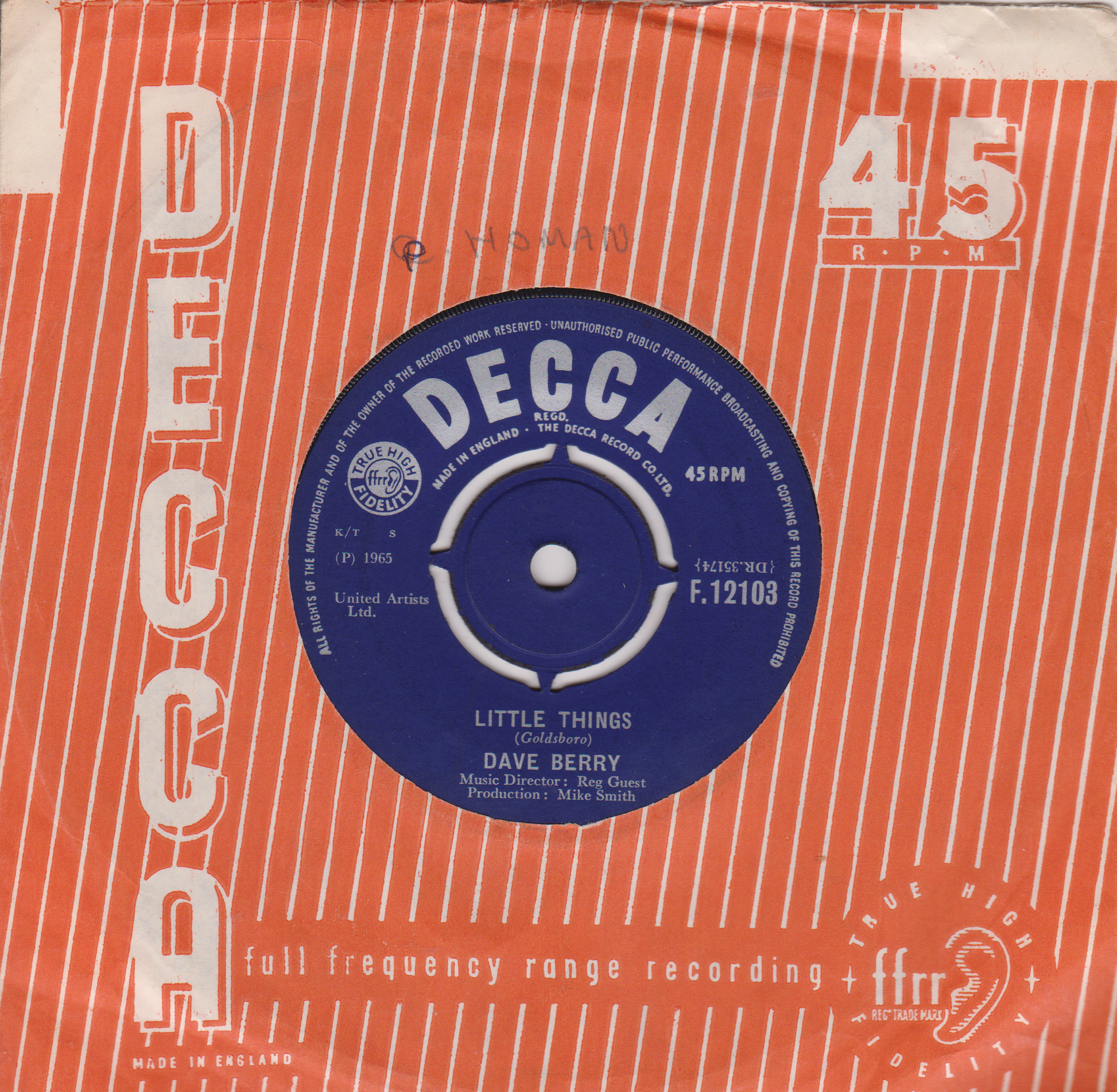 Decca record label on a red background with text and branding.