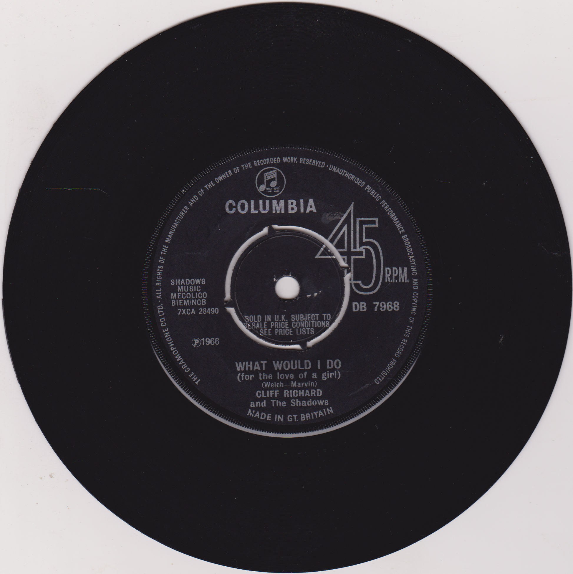 Black vinyl record with Columbia label and song information