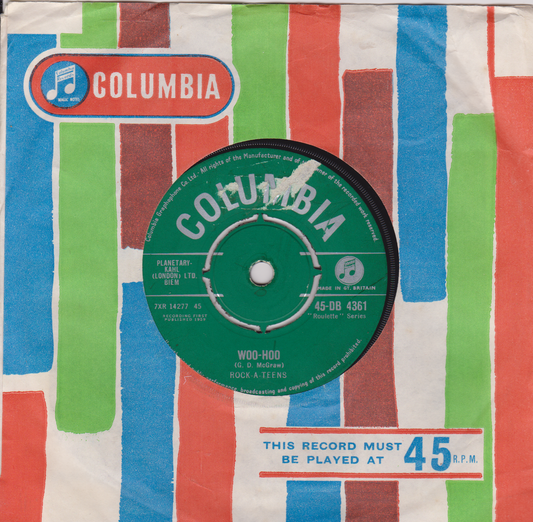 Columbia record label on a colorful striped background